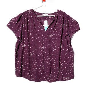 NWT Linnette Split Neck Smocked Fun2Fun Purple Blouse Size 2X
